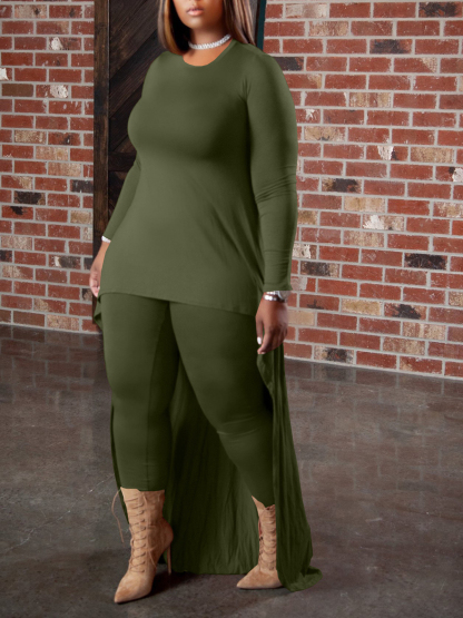 Irregular Top and Skinny Pants Two-Piece Set