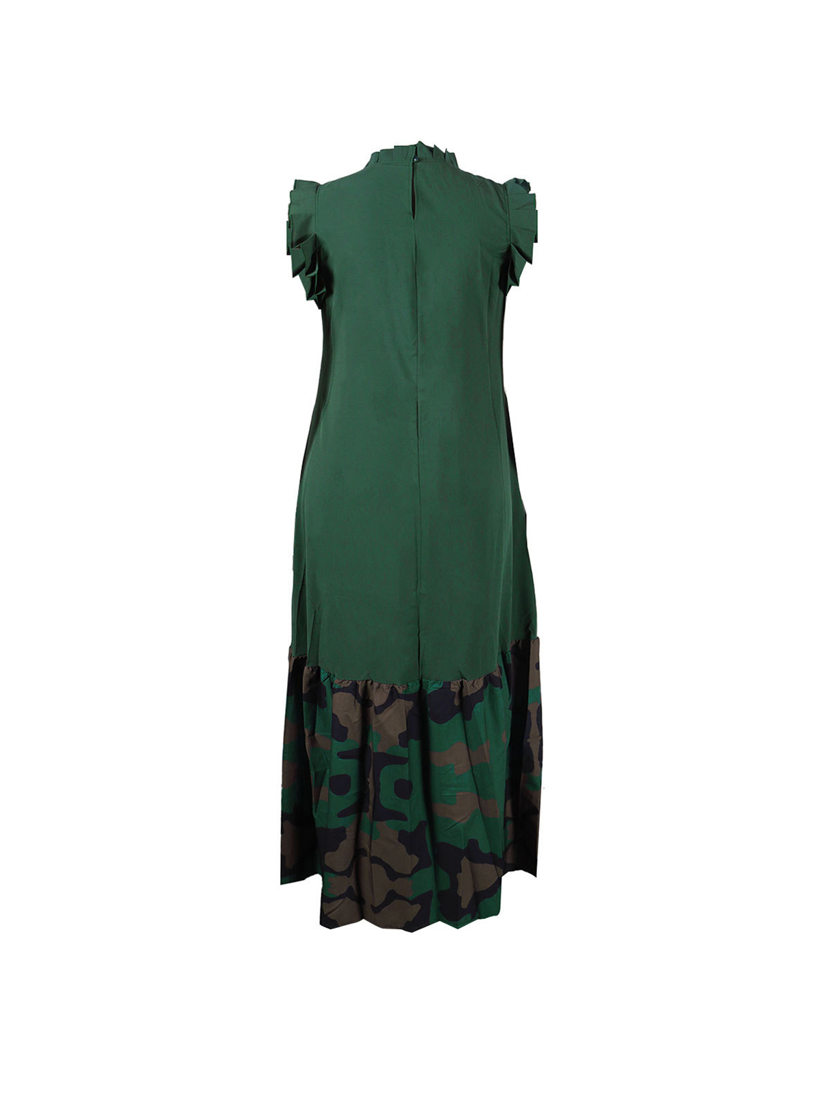 Sleeveless Ruffle Leopard Patchwork Maxi Dress