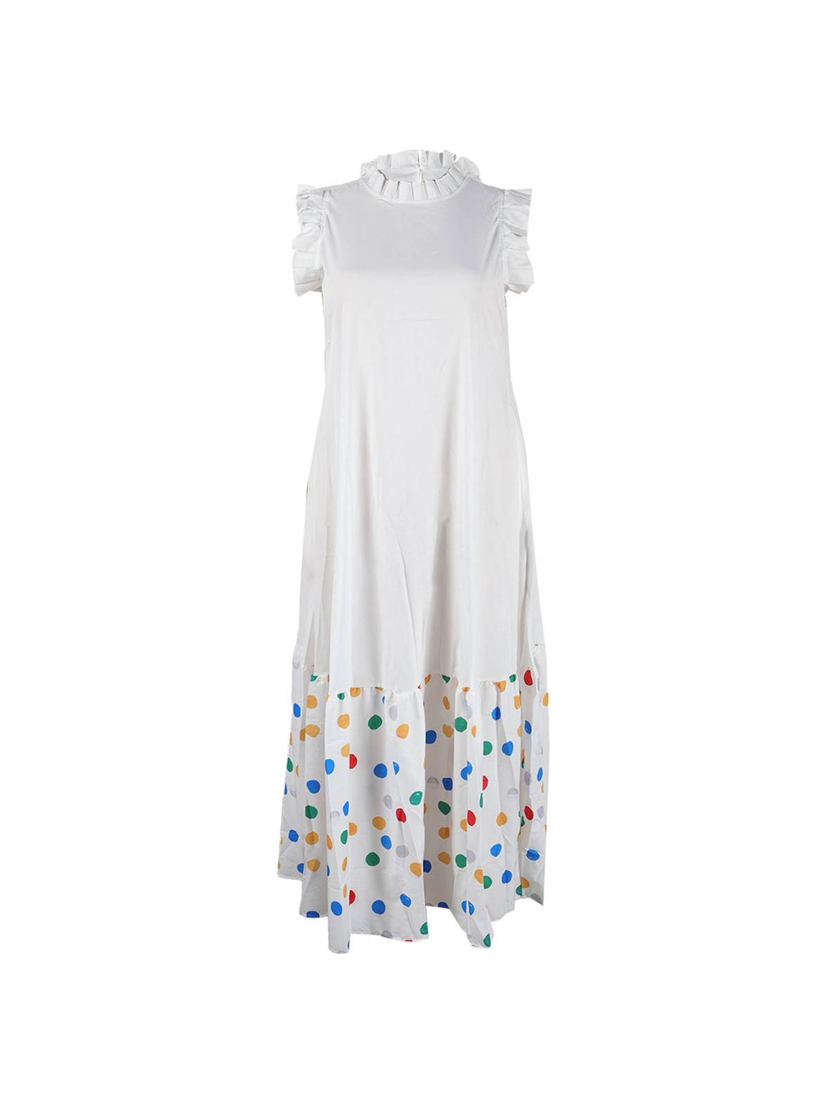 Sleeveless Ruffle Leopard Patchwork Maxi Dress