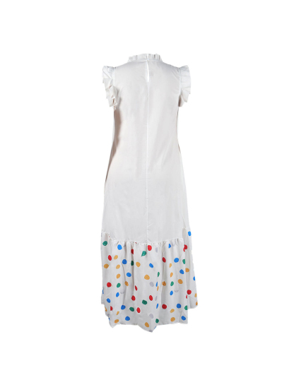 Sleeveless Ruffle Leopard Patchwork Maxi Dress