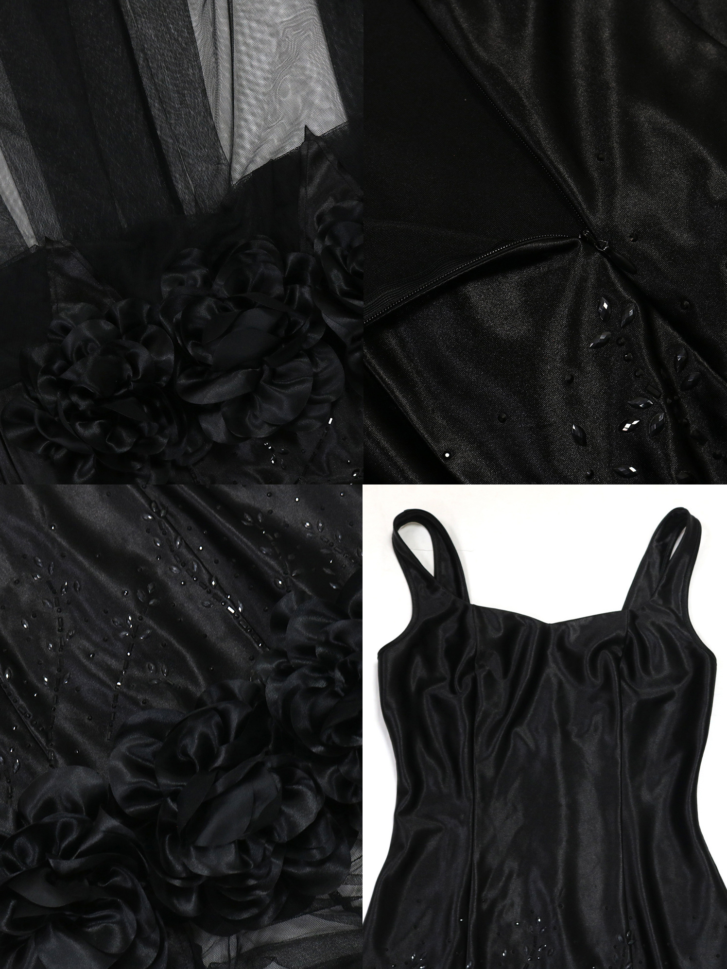 Sleeveless Sequin Flower Mesh Patchwork Maxi Dress