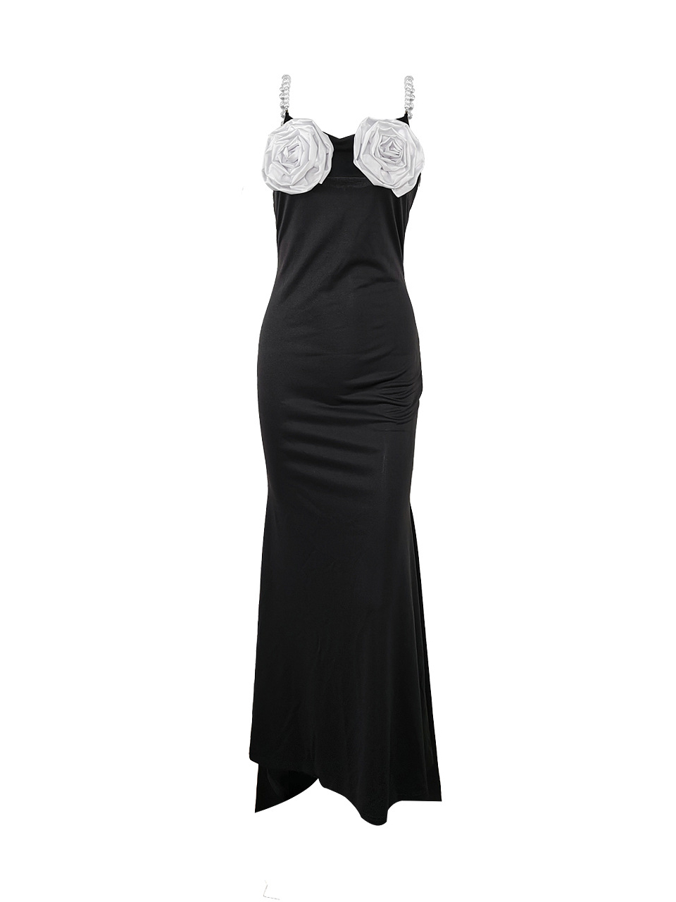 Floral Embellished Pearl Strap Maxi Dress