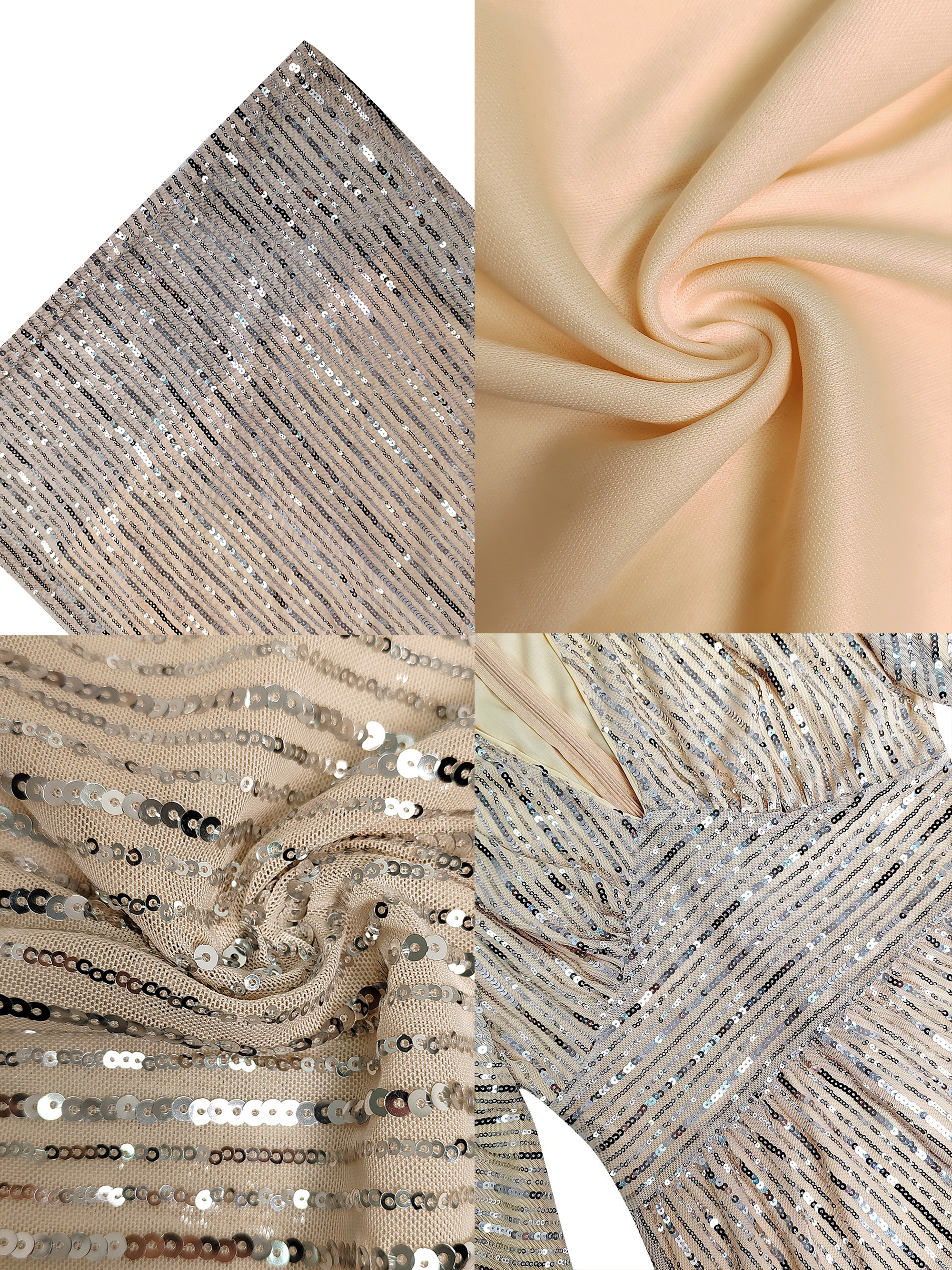 Sequin Long Sleeve V-Neck Maxi Dress