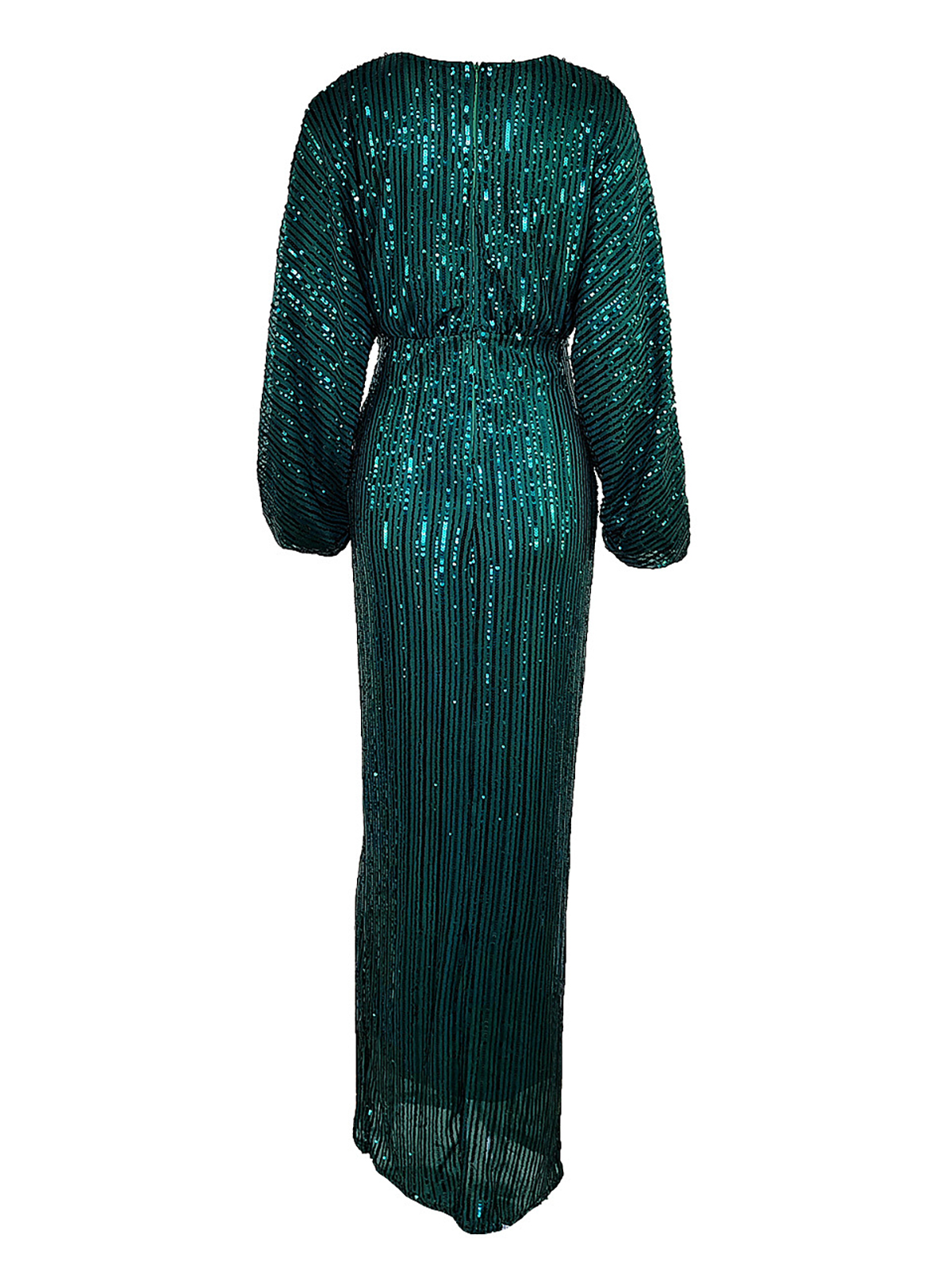 Sequin Long Sleeve V-Neck Maxi Dress
