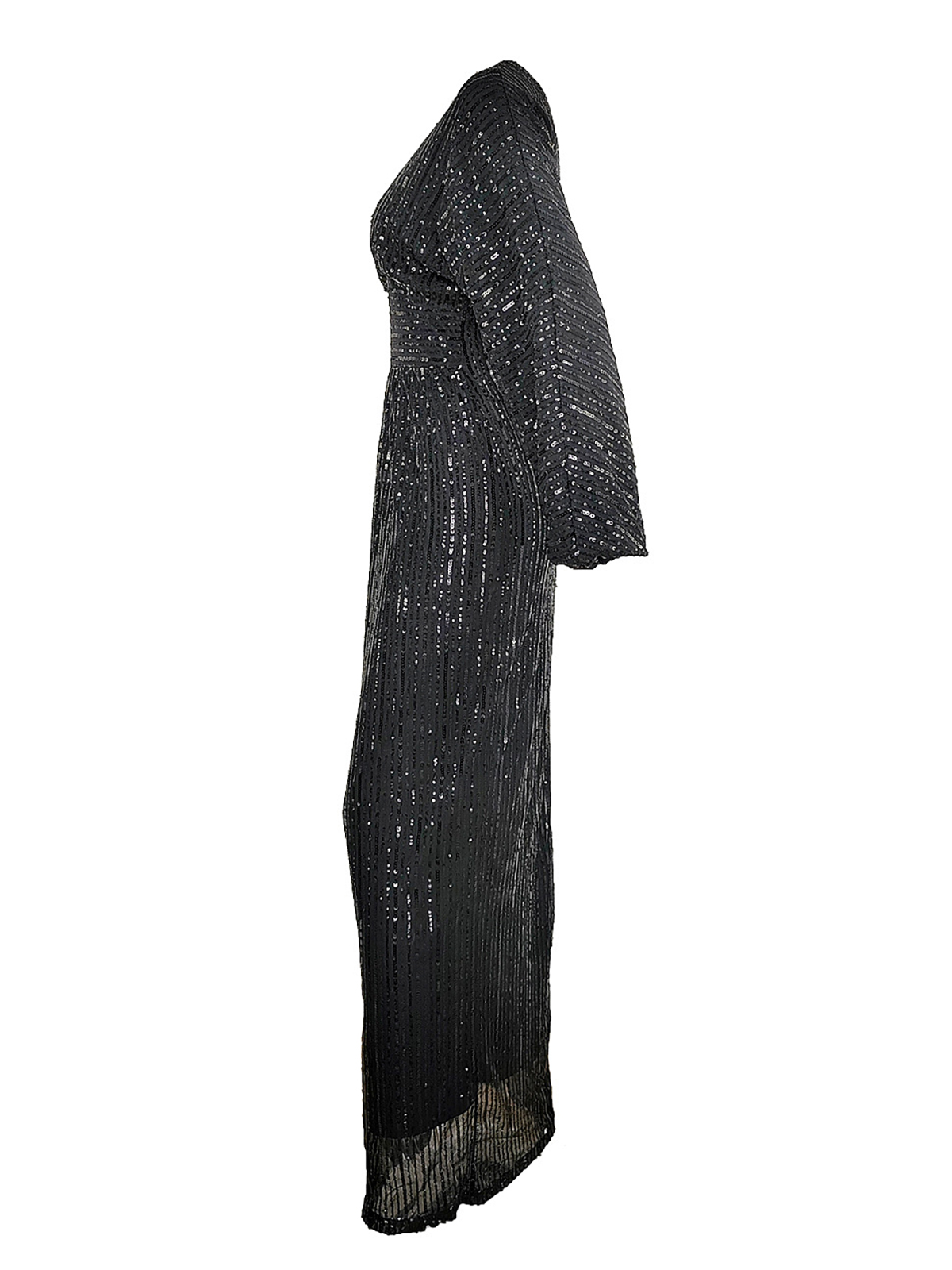 Sequin Long Sleeve V-Neck Maxi Dress