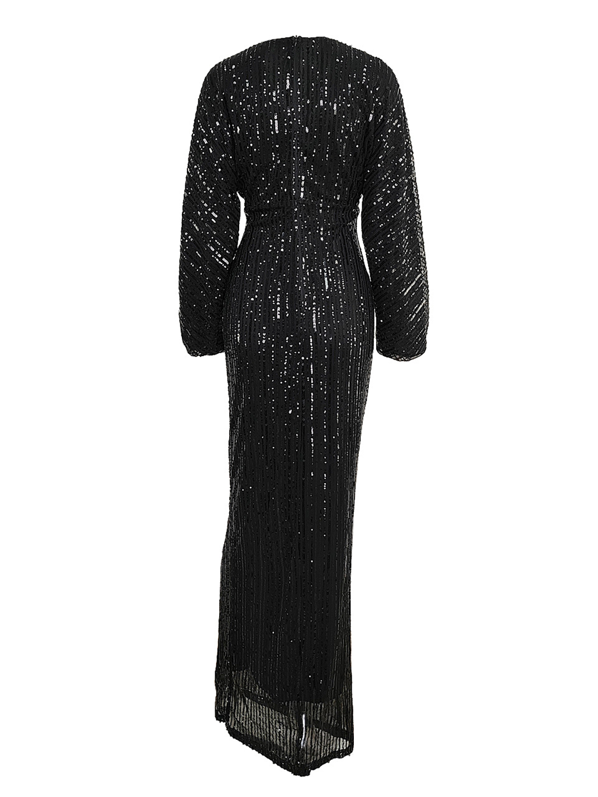 Sequin Long Sleeve V-Neck Maxi Dress