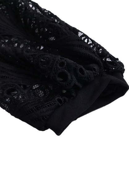 Plus Size Lace Hollow Out Pleated Dress