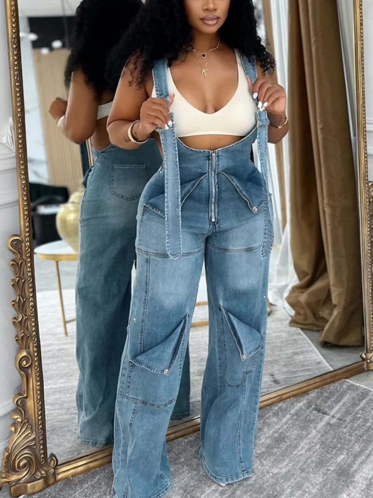 Loose Fit Overalls Denim Jumpsuit