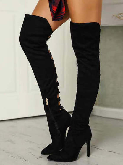 Cutout Over-The-Knee High Heel Boots