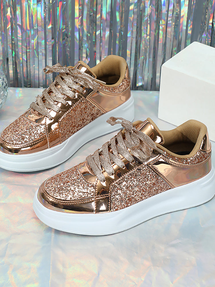 Sequin Platform Sneakers