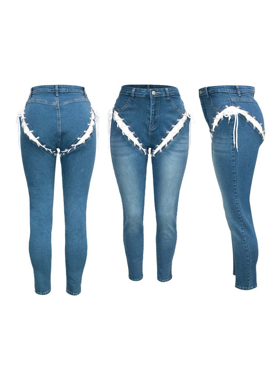 Lace-Up Denim Jeans