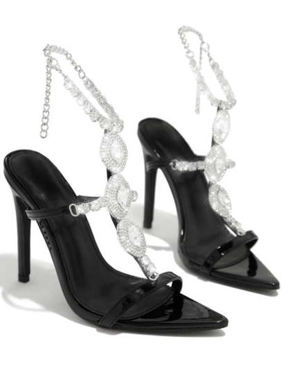 Rhinestone Chain Strap Stiletto Heels