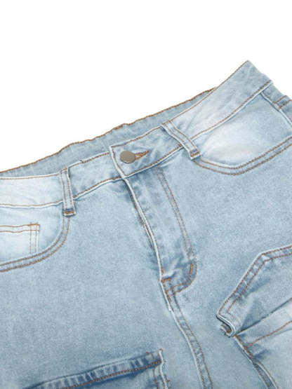 Multi-Pocket Straight Leg Jeans