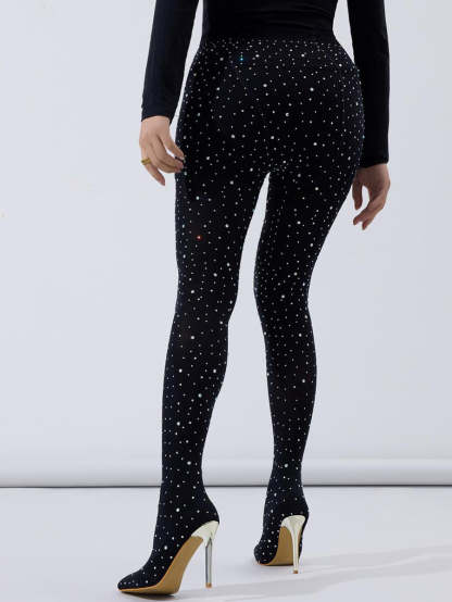 Rhinestone Stiletto Pointed Toe Pants Boots