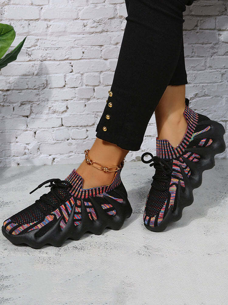 Elastic Lace-up Knit Breathable Sneaker