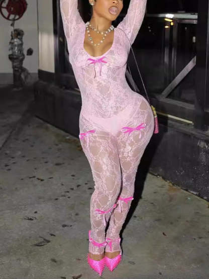 Lace Bowknot Jumpsuit