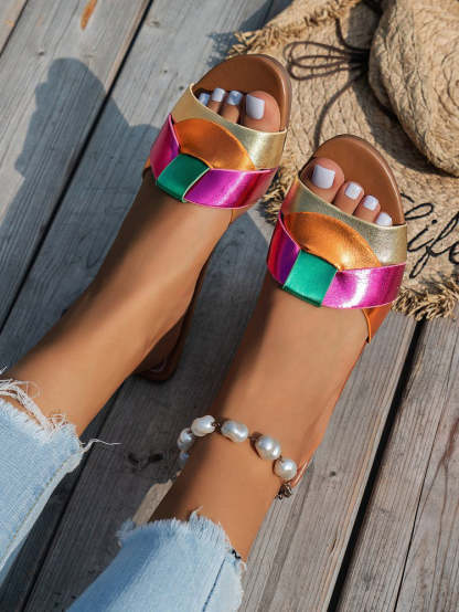 Cross Strap Flat Slides