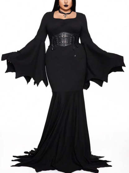 Halloween Costume Gothic Bat Wing Maxi Dress