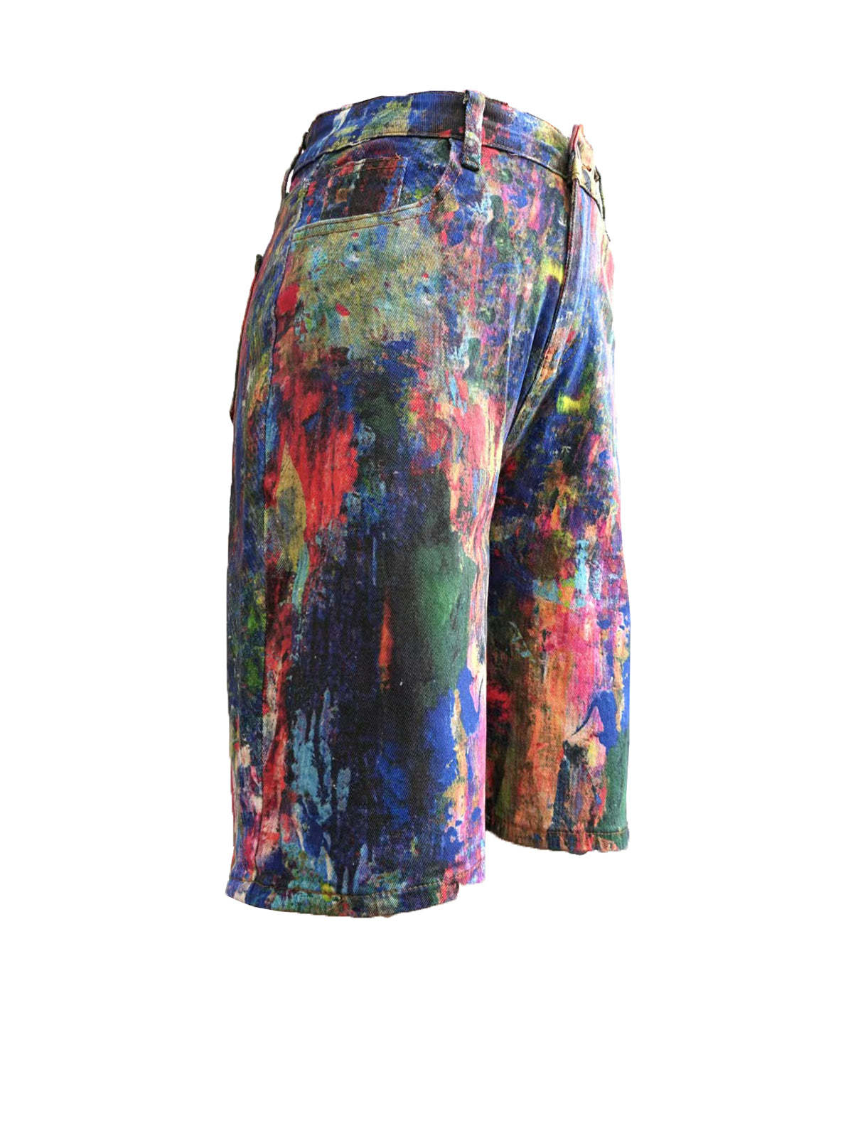 Multicolor Artistic Pocket Denim Shorts