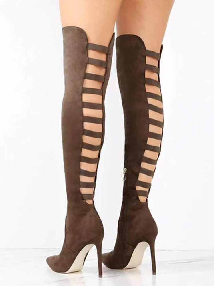 Cutout Over-The-Knee High Heel Boots