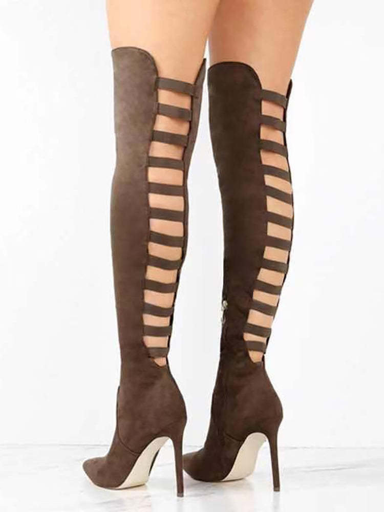 Cutout Over-The-Knee High Heel Boots