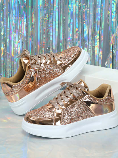 Sequin Platform Sneakers