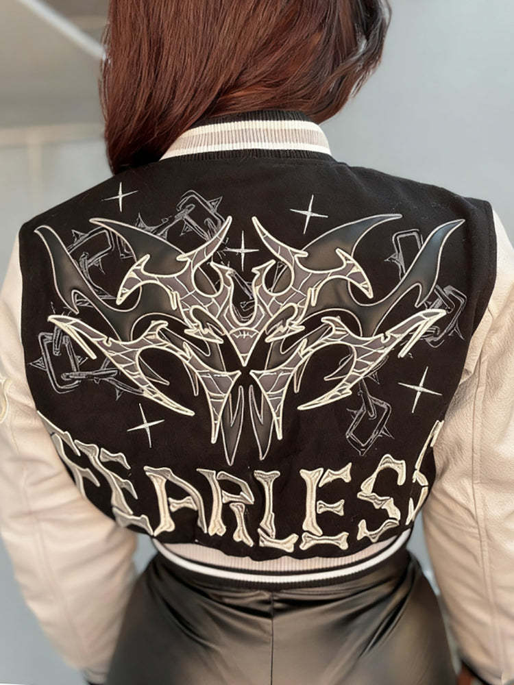 Print Double Layer Baseball Jacket