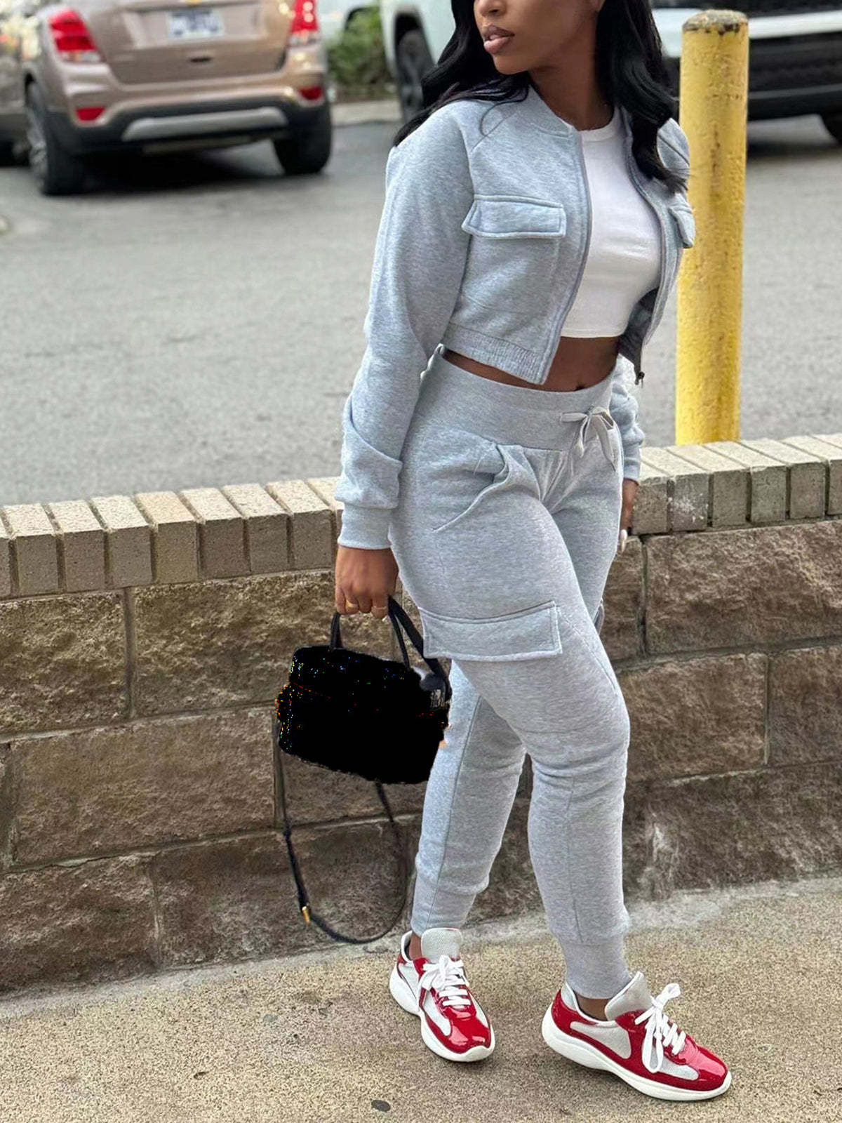 Two-Piece Fleece-Lined Top and Cargo Pants