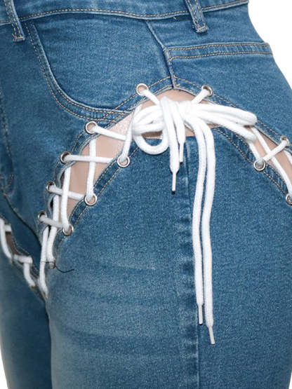 Lace-Up Denim Jeans