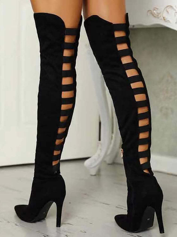 Cutout Over-The-Knee High Heel Boots | Women's Fashion Stiletto Boots