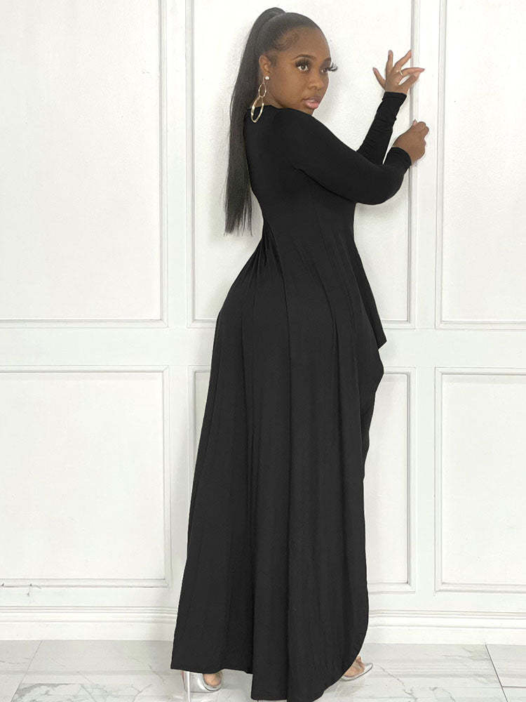 Irregular Top and Skinny Pants Two-Piece Set