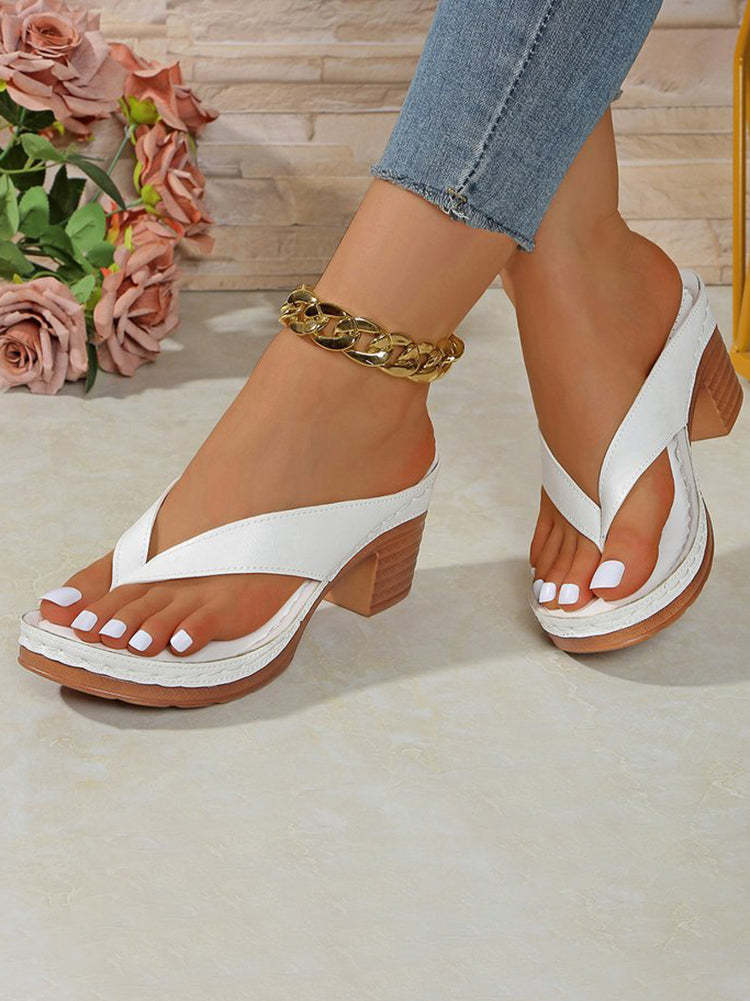 Chunky Heel Thong Sandals for Women | Summer Casual Slides