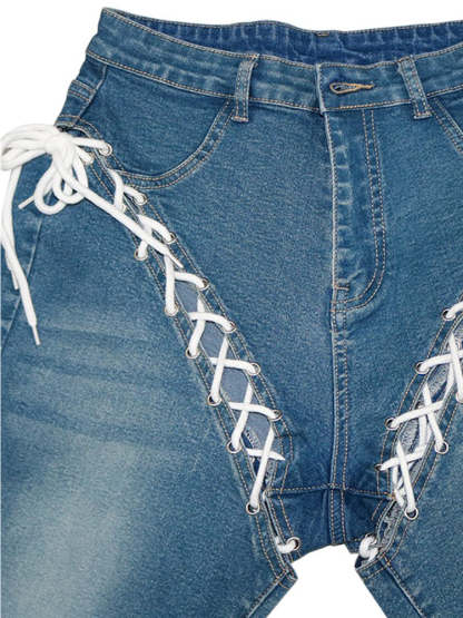 Lace-Up Denim Jeans