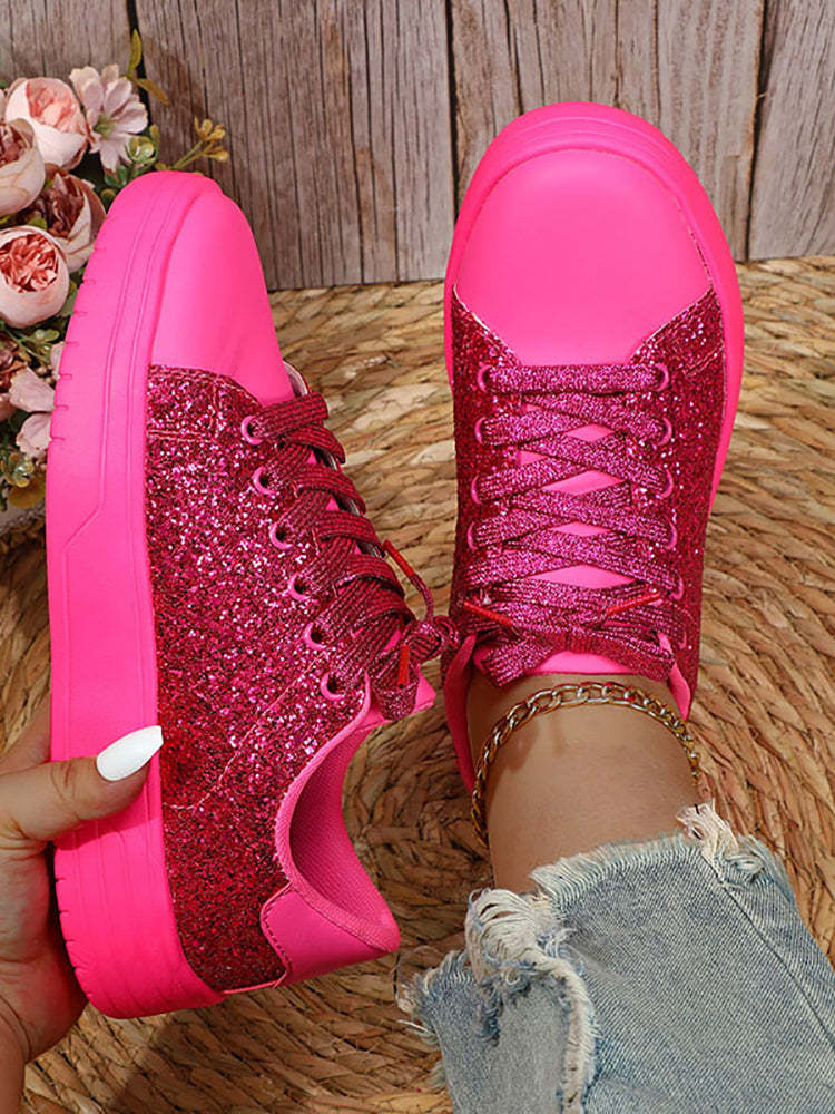 Glitter Lace-Up Sneakers