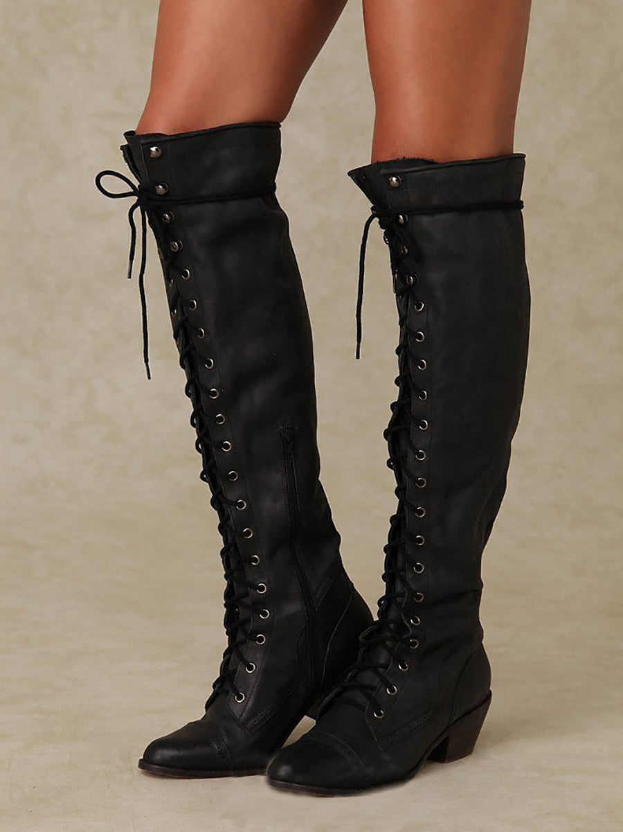 Lace-Up Over-the-Knee Boots