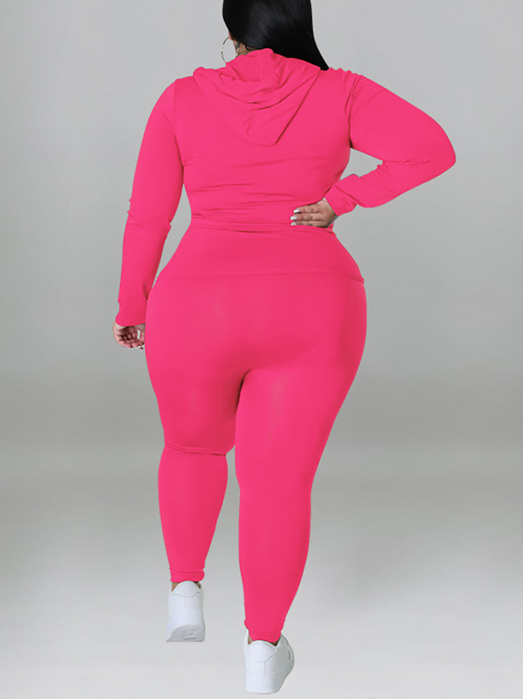 Solid Color Hoodie Pants Set