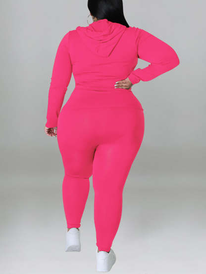 Solid Color Hoodie Pants Set