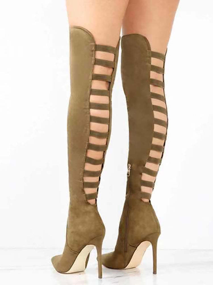 Cutout Over-The-Knee High Heel Boots
