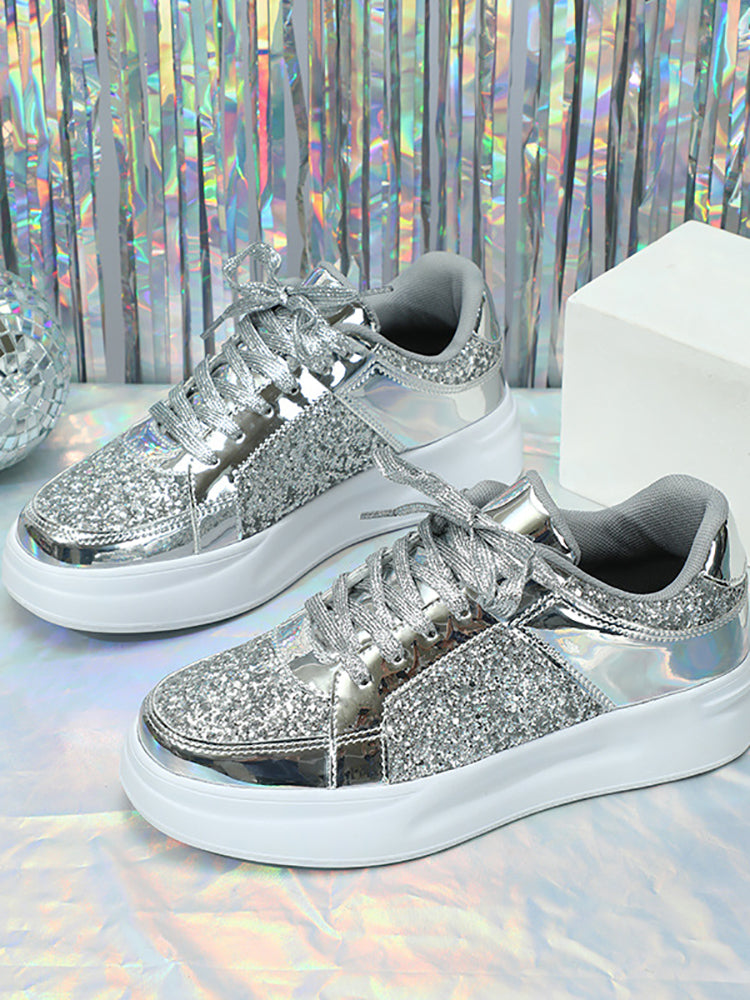 Sequin Platform Sneakers