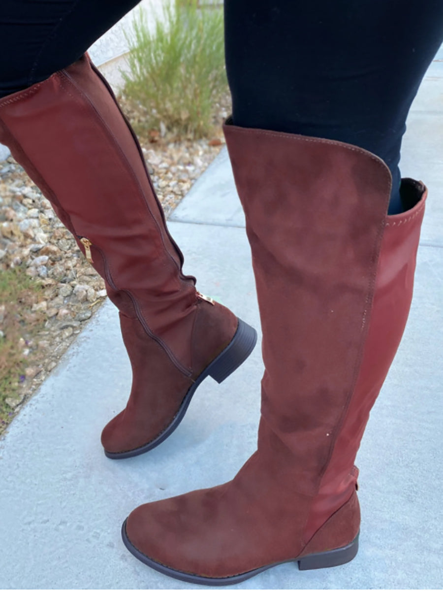 Suede Over-the-Knee Flat Riding Boots