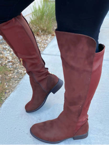 Suede Over-the-Knee Flat Riding Boots