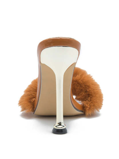 Faux Rabbit Fur Stiletto High Heel Sandals