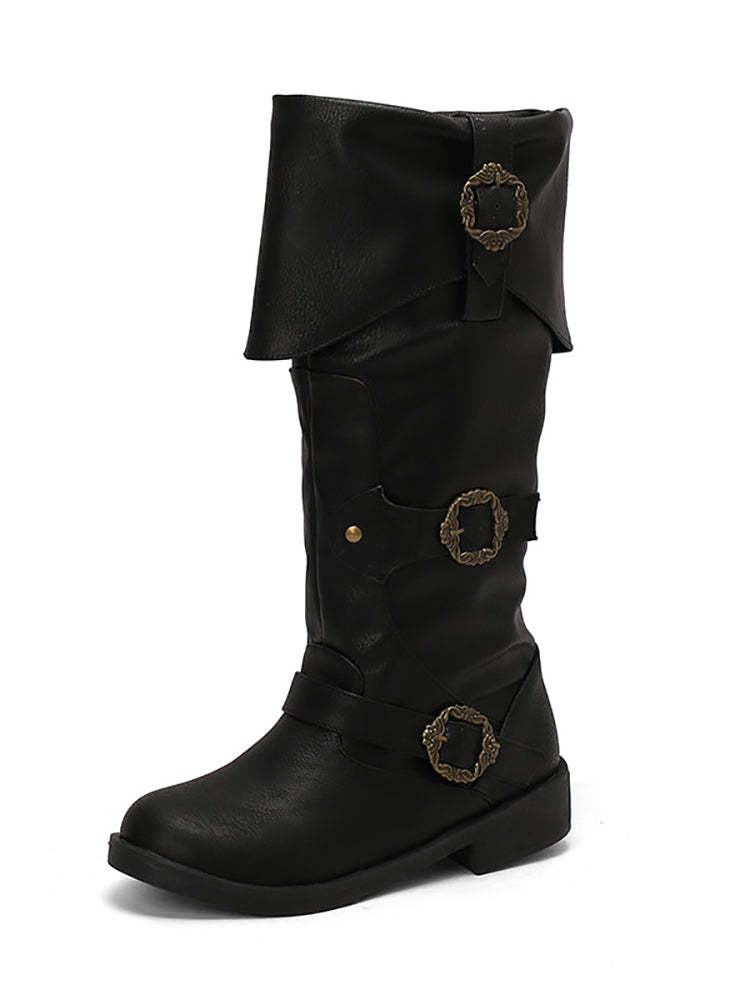 Vintage Buckle Belted Boots
