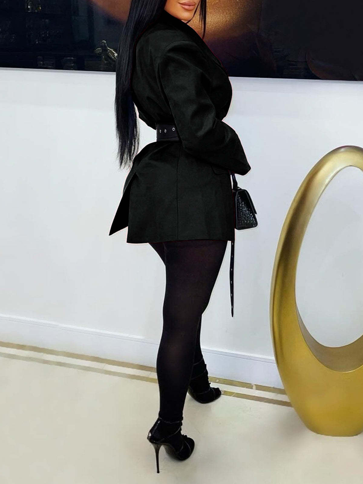 Belted Button Blazer Jacket