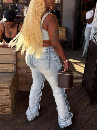 Multi-Pocket Straight Leg Jeans