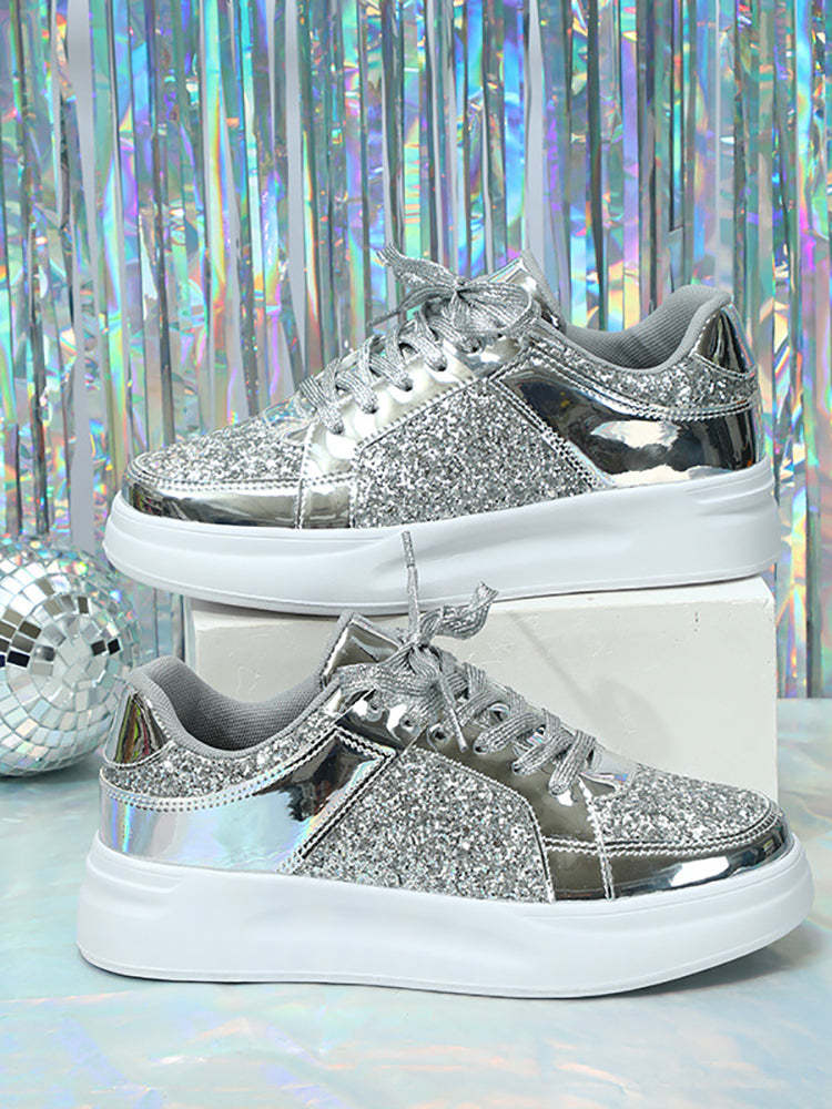 Sequin Platform Sneakers