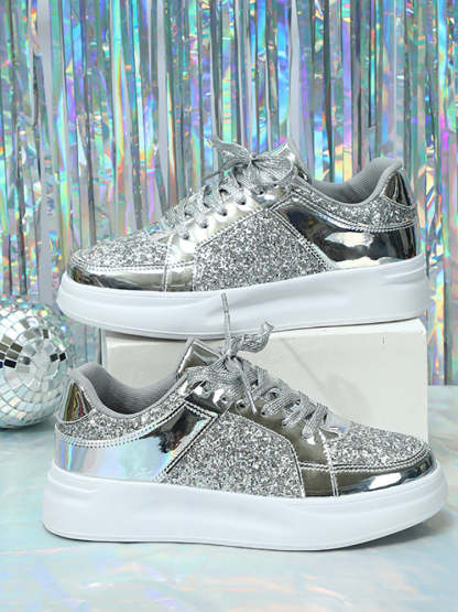 Sequin Platform Sneakers