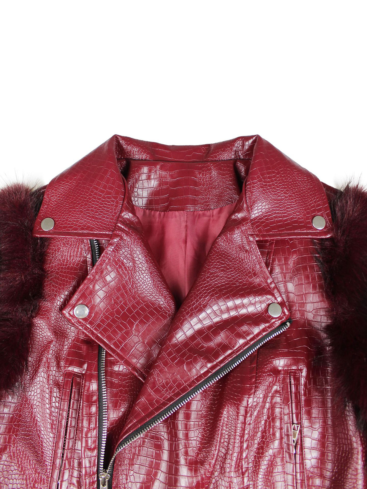 PU Leather Patchwork Moto Jacket