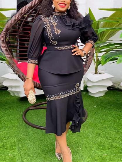 Rhinestone Two-Piece Asymmetrical Workwear Dress