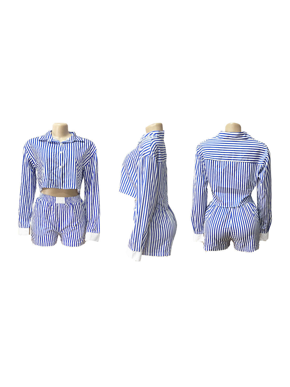 Striped Shirt Shorts Set